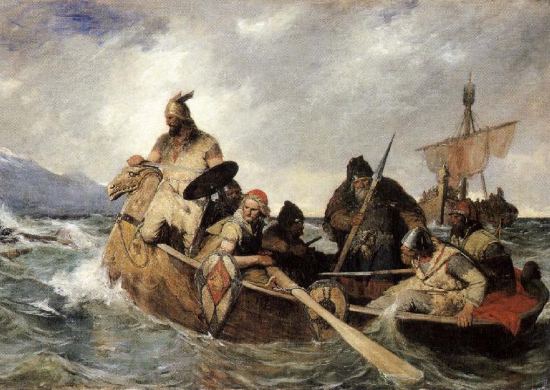 unknow artist norrmannen landstiger pa island ar 872 Norge oil painting art
